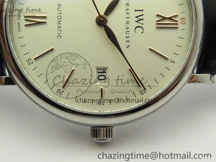 MIROTIME 0808 Portofino Automatic SS FKF 1:1 Best Edition White Dial RG Markers on Black Leather Strap A Stretchable 7141